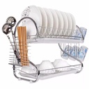 DISH RACK40X40X25CM 2 TIER STEEL WITH CUTLERY CADDY