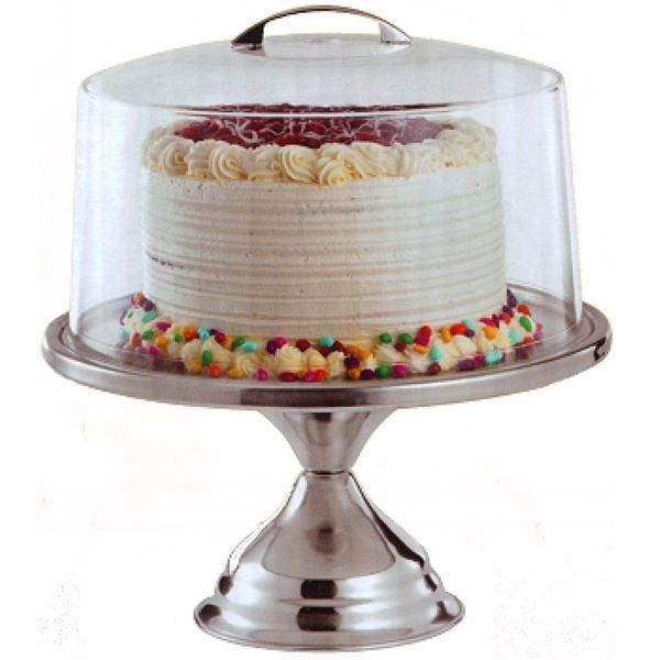 CAKE STAND STAINLESS STEEL (17.5Hx32D CM) AND ACRYLIC DOME (14Hx30D CM) PREMIUM SET 