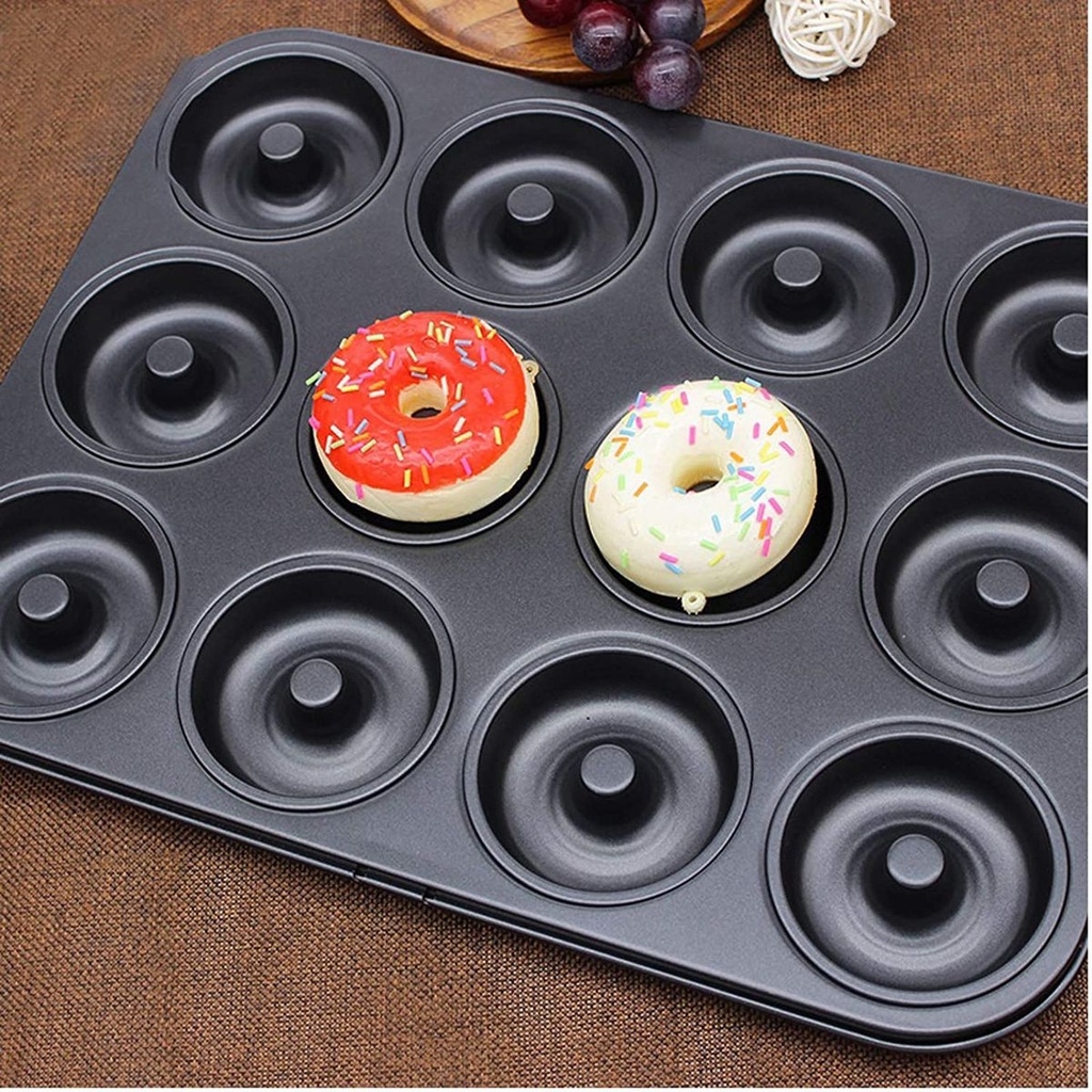 BAKING PAN 12 CUP 35.5X26.5X2.5CM DOUGHNUT CARBON STEEL BAKERS BASICS