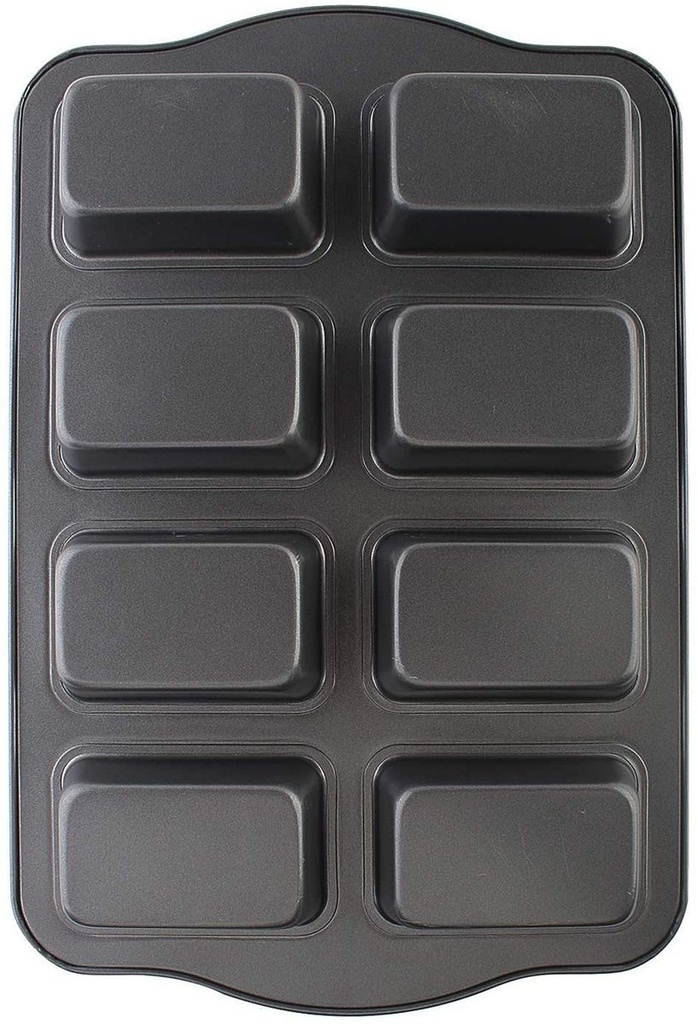 BAKING PAN 8 CUP 36X24CM MINI LOAF/BROWNIE 9X5.5X3CM CARBON STEEL - BAKERS BASICS 