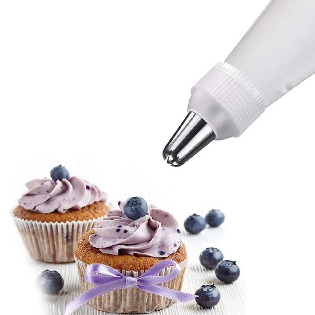 CAKE DECORATING SET 7PC - PIPING BAG AND 6 NOZZLES STAINLESS STEEL - BAKERS PREP 