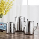 FROTHING JUG 550ML 11X8CM STAINLESS STEEL WITH MEASUREMENTS