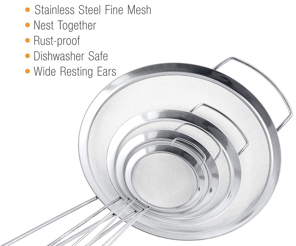 Strainer 25X8.5Cm Fine Mesh Stainless Steel With Reinforced Rim And Hang End N815012