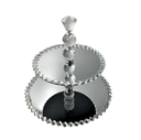 Cake Stand 2 Tier Round Mirror With Diamante On Rotating Stand Rvt2023-290