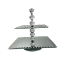 Cake Stand 2 Tier Square Mirror With Diamante On Rotating Stand Rvt2023-294