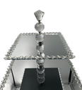 Cake Stand 2 Tier Square Mirror With Diamante On Rotating Stand Rvt2023-294