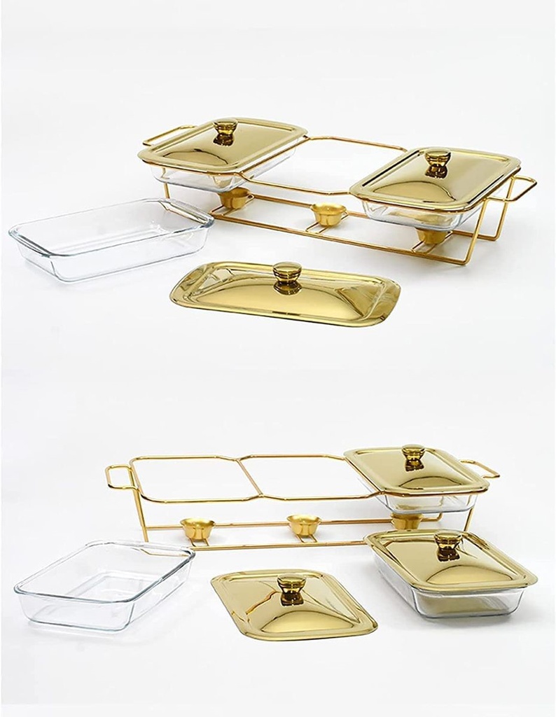 Chafing Dish 3X1.5L Dishes With Warmer Gold