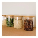 Canister 8.5x8cm Borosilicate Glass With Bamboo Lid-LXL-434