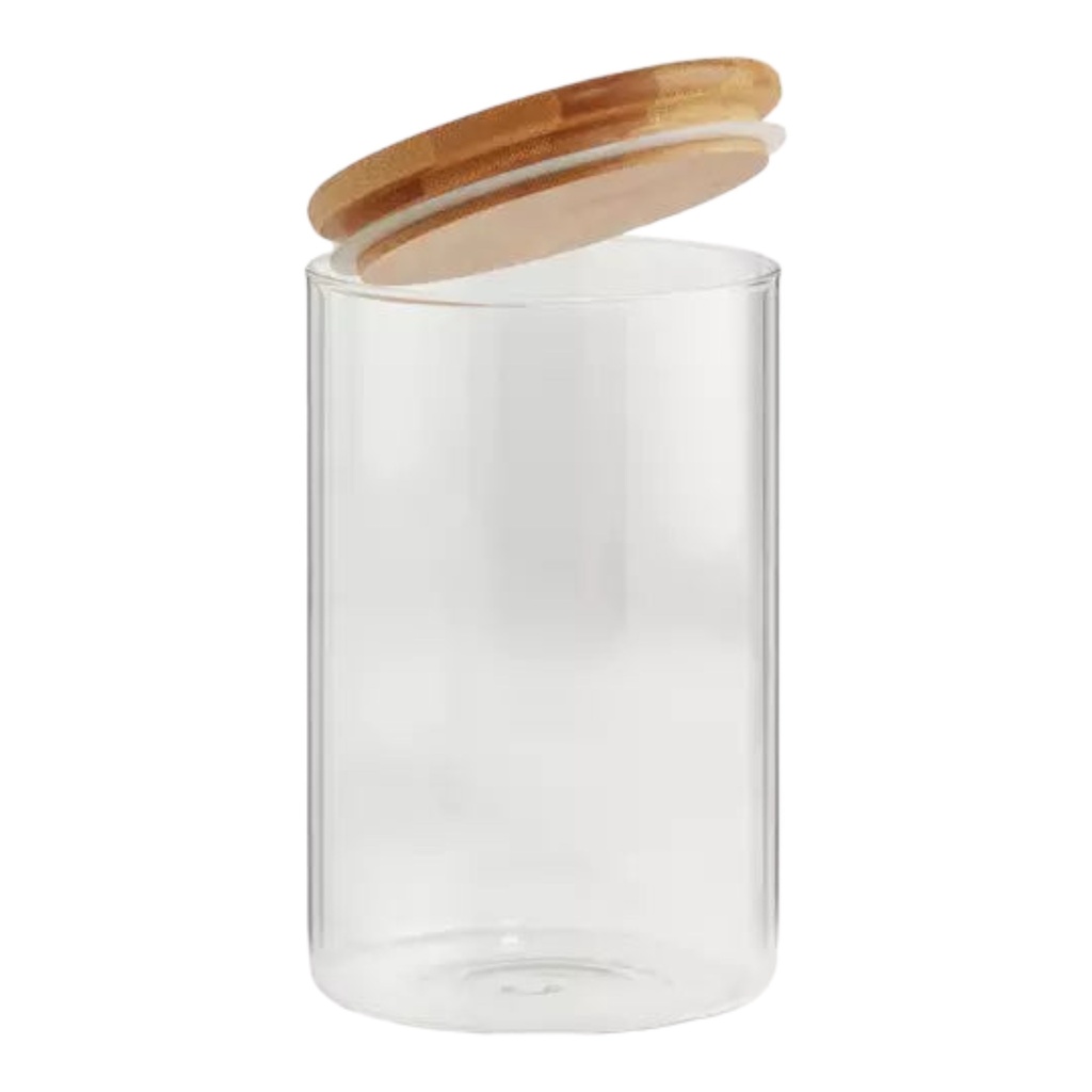 Canister 20.5x10cm Borosilicate Glass With Bamboo Lid-LXL-437