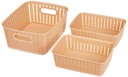 Basket 3Pc Plastic Rect Ass