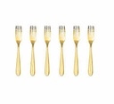 Cake Fork 6Pc Stainless Steel With Gold Handles Floral Pattern Syds-099