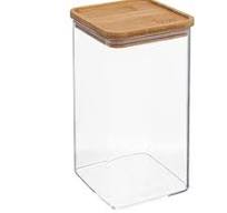 Cannister 10x10x16Cm Square With Bamboo Lid Borisilicate Glass 2023-099