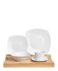 Dinner Set 20Pc Square White Porcelain