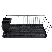 Dish Rack 36X30.5X14.5Cm Steel With Black Tray And Caddy Rh