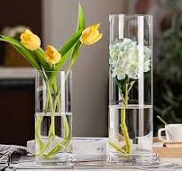 Glass Vase 30X12Cm Cylinder Sil/Border And Base Rvt516