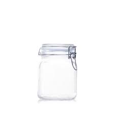 Jar 1L Glass With Clip Lid Ass Colours