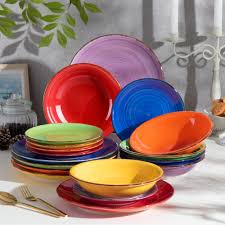 Dinner Set 18Pc Stoneware Assorted Colours