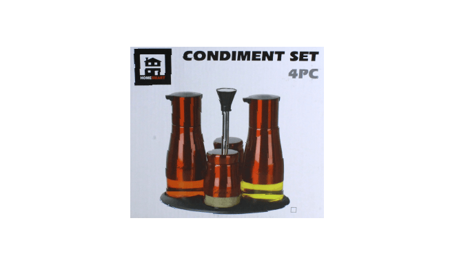 Condiment Set 4Pc Salt/Pepper/Toothpick Holder And Tray Melamine Ml365