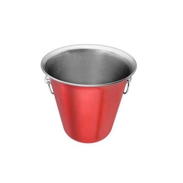 ICE BUCKET 21HX22D CM RED STAINLESS STEEL WITH KNOBS 16145/R