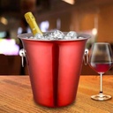 ICE BUCKET 21HX22D CM RED STAINLESS STEEL WITH KNOBS 16145/R