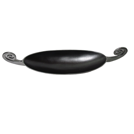 DISH OVAL 69X18X7.5CM ALUMINIUM CURL HANDLE BLACK COATED ARM5435/L