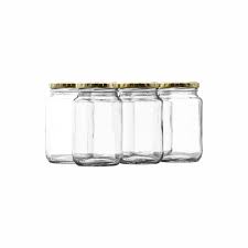 Jar 375ml Honey Glass Octagonal with Lid JAR147
