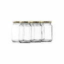 Jar 375ml Honey Glass Octagonal with Lid JAR147