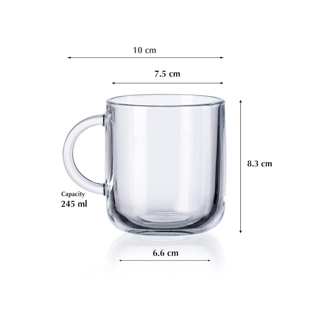 Iconic Mug 245ml 6pc Glass With Handles 55192