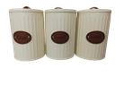 BREAD BIN AND CANISTER 4PC SET WITH LEATHER LABEL 