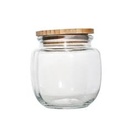 Canister 1L Round Glass With Bamboo Lid 27252