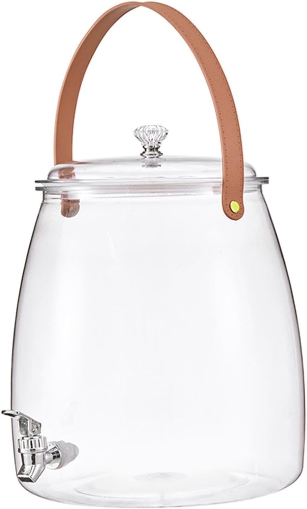 Beverage Dispenser 25L Barrel with Leather-Look Strap - Clear Plastic