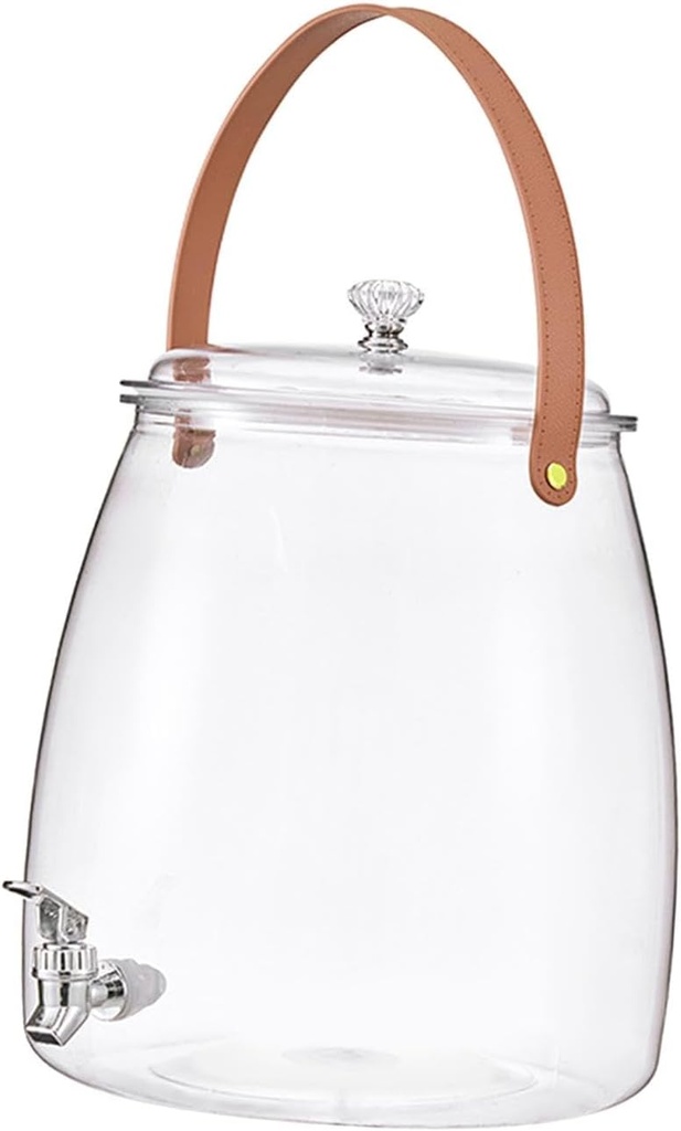 Beverage Dispenser 3.2L Barrel with Leather-Look Strap - Clear Plastic