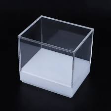 Gift Box 25x25x25cm 3mm Acrylic Clear with White Base