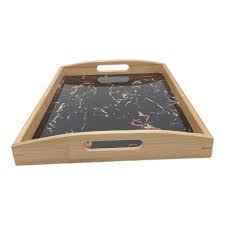 Tray 46X33X4Cm Bamboo With Marble Look Inlay N804255