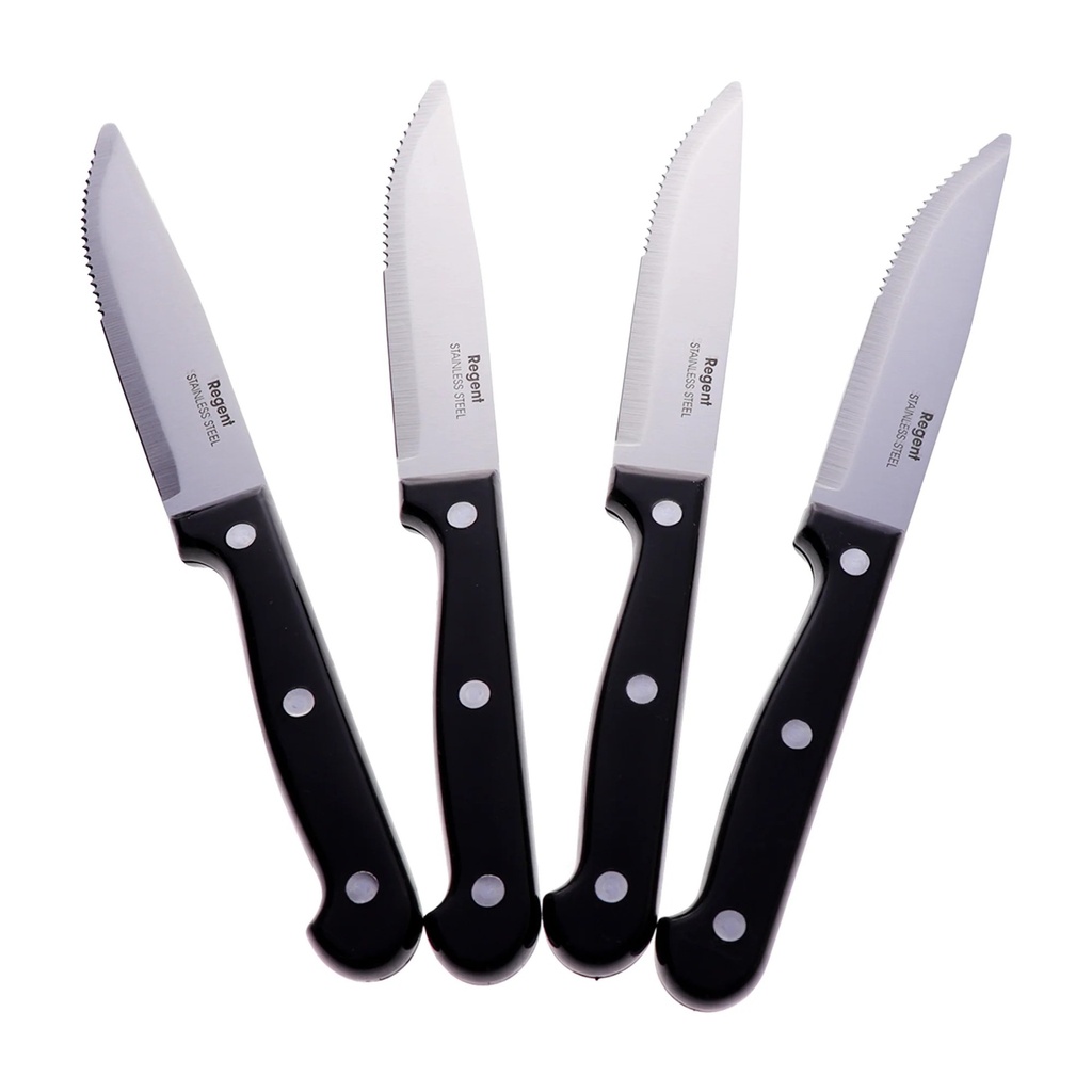 Steak Knife 4pc Set Black Handle Regent 21142