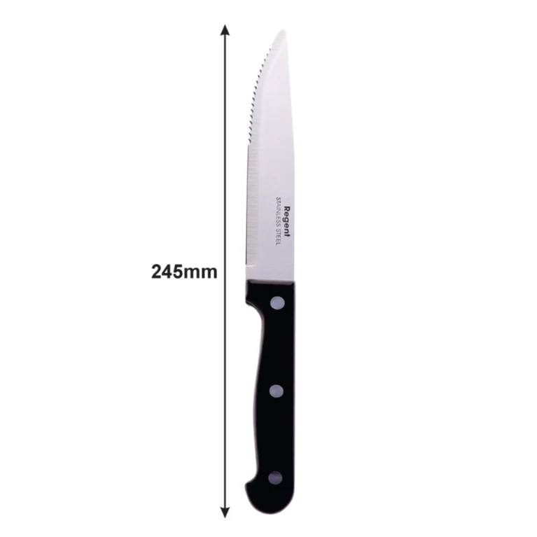 Steak Knife 4pc Set Black Handle Regent 21142