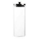 Canister 1.3L 22x10cm Round Borosilicate Glass with Metal Lid & Black Knob 11333/27114