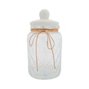 Canister 2.4l 25x16cm Round Glass With White Ceramic Lid 27030