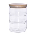 Canister 3 Tier Glass With Wooden Lid Rvt2023-042