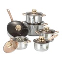 Pot Set 12pc Engelberg Stainless Steel With Gold Glass Lids 2023-111