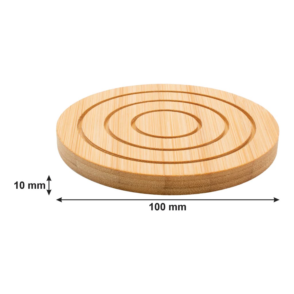 Coasters 10x10cm 6pc Bamboo Round With Holder - 30254