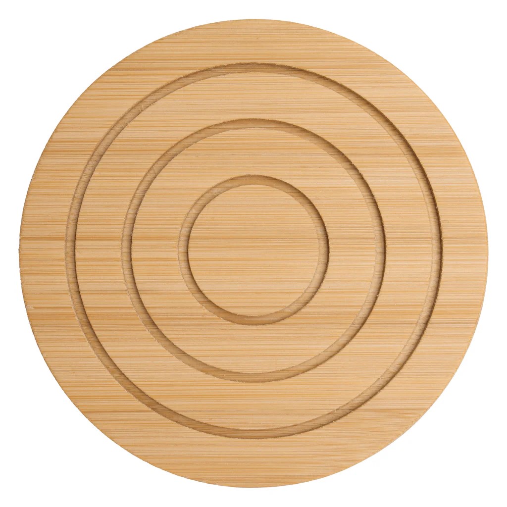 Coasters 10x10cm 6pc Bamboo Round With Holder - 30254