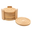 Coasters 10x10cm 6pc Bamboo Round With Holder - 30254