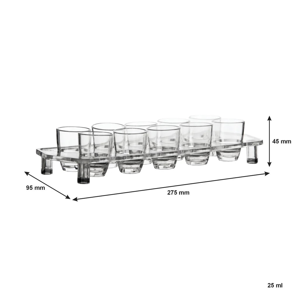 Tot Tumb 25Ml 10Pc Plast Clear with stand 21475