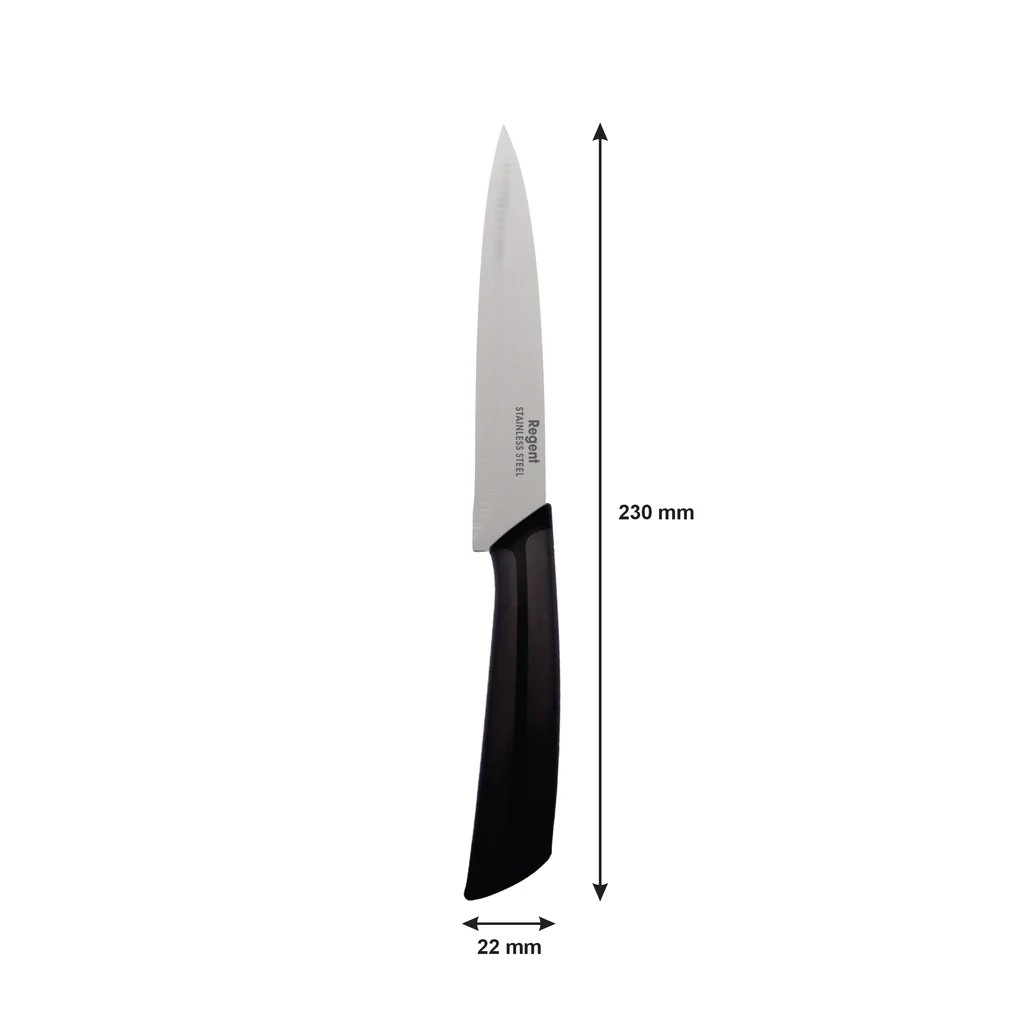 Utility Knife - Black and Grey Handle Regent Kitchen Premium - (230x22mm) - 12620