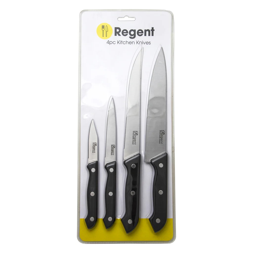 Knife Set 4pc (Chef, Carving, Utility & Paring Knives) Regent - 21128