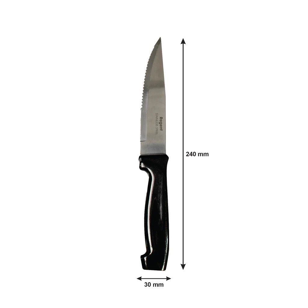 Steak Knife 4pc Jumbo With Black Handle Regent - 21326