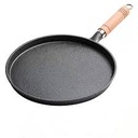 Roti/Pizza Pan 26cm Round Cast Iron with Wooden Handle