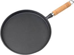 Roti/Pizza Pan 26cm Round Cast Iron with Wooden Handle