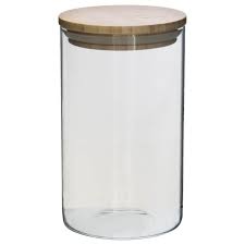 Cannister 22X10Cm With Bamboo Lid Borosilicate Glass 27117